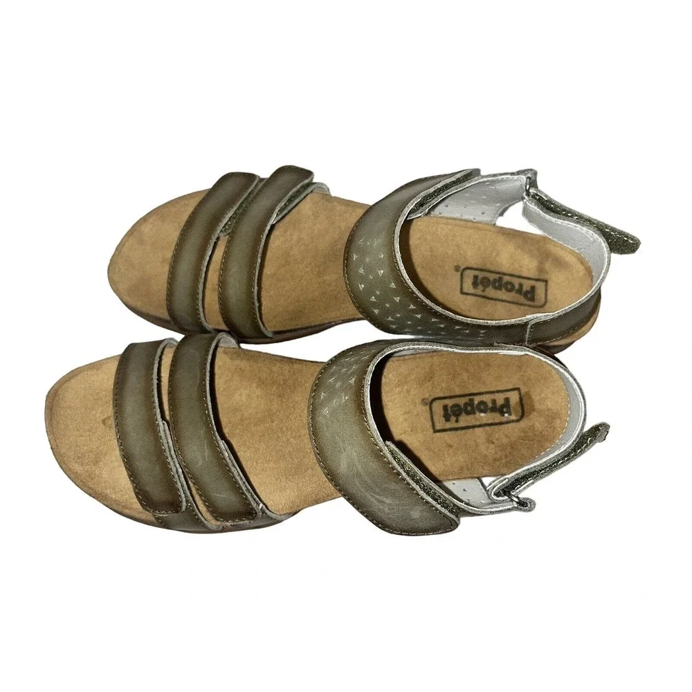 Propet Sandal Women's Size 10 Moss Neutral Leather Farrah - Picture 6 of 7